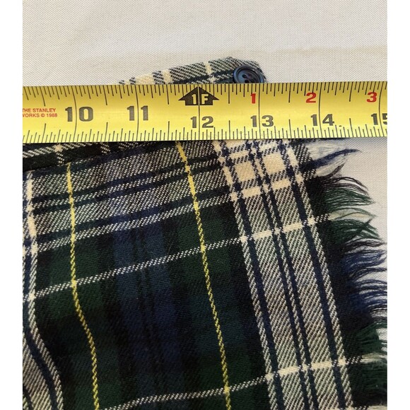 MADISON Wool Wrap Skirt Vintage 8 Blue Green Plaid Tartan Fringe Safety Pin Y2K - Picture 10 of 10